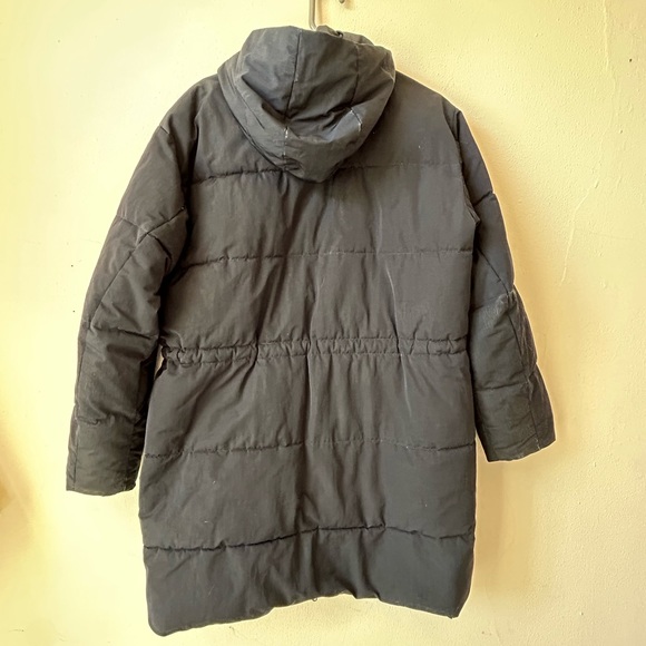 SHIPS FREE! Everlane Black Long Puffer Parka Winter Coat Size Large (L) - Picture 8 of 9